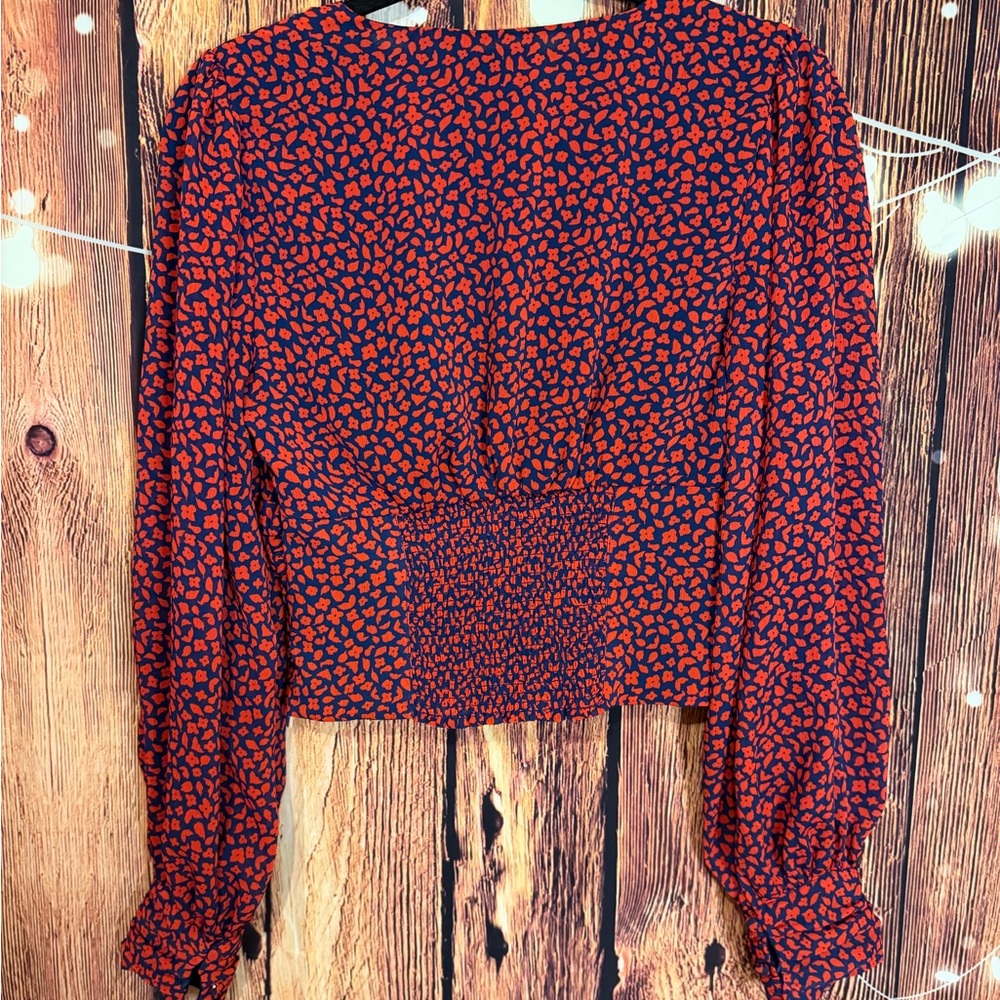 Dynamite Red and Blue Patterned Blouse - Picture 6 of 7
